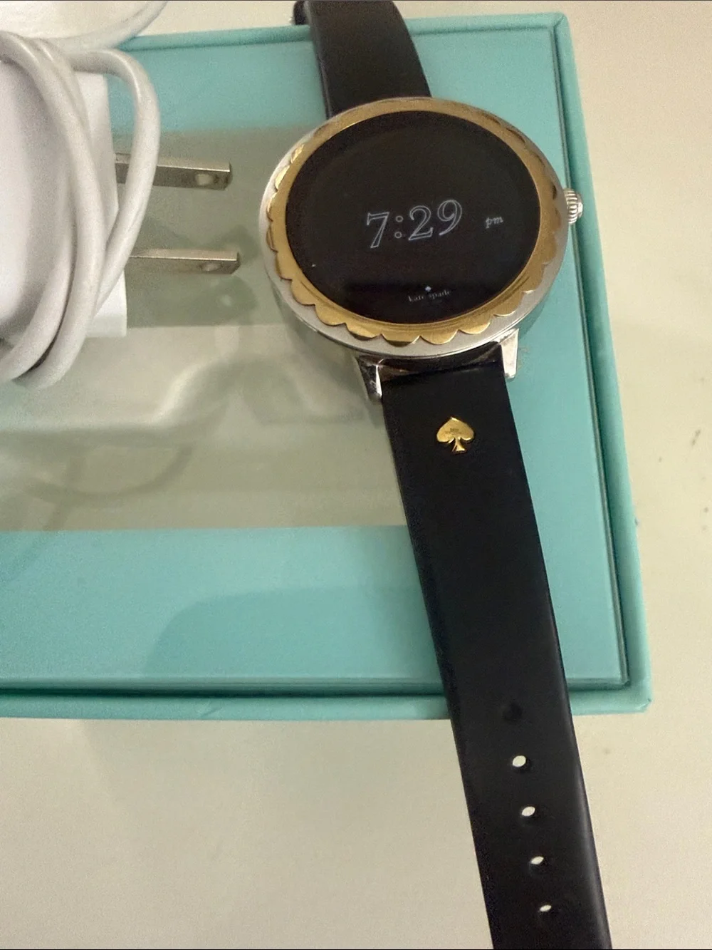 kate spade Black and Gold Round Smartwatch with Silicone Strap